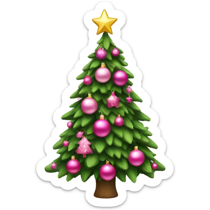 christmas tree with pink ornaments  sticker