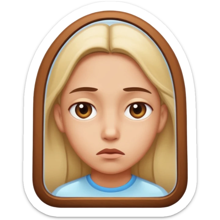 inseguridad corporal: una silueta humana mirando su reflejo con una expresión de duda o tristeza sticker