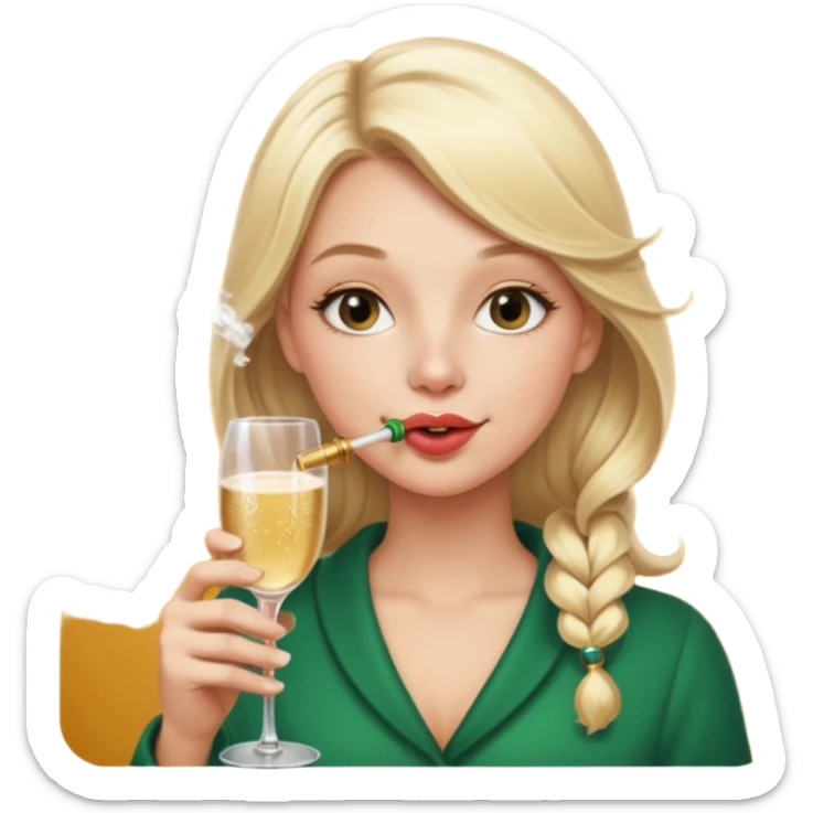 A beautiful girl with blonde hair with a festive pipe in her mouth sticker