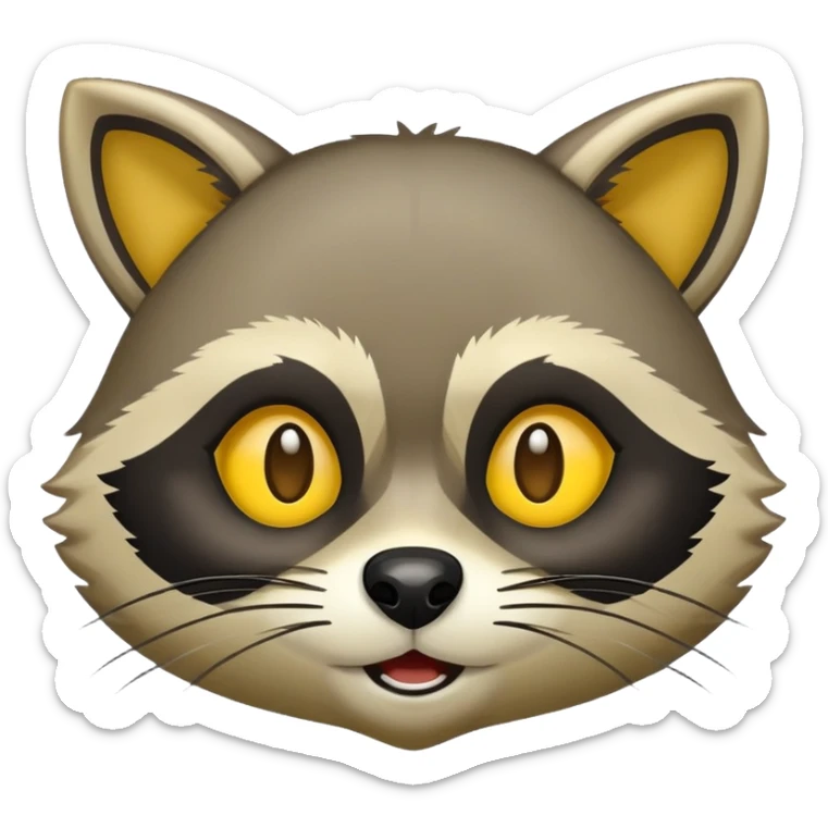 I want an emoji like standard yellow emojis, just so that there are raccoon faces and with cat faces.  sticker