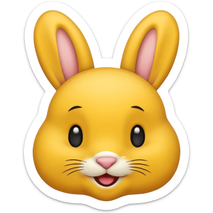 emoji d'une tête de lapin jaune et noire qui dit bonjour sticker