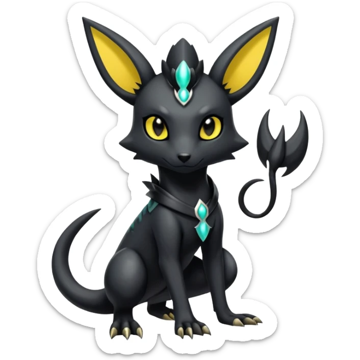 Shiny Dark Edgy Gothic Gloomy Futuristic Salandit-Umbreon-Shaymin-Anubis-Hybrid (Full body) sticker