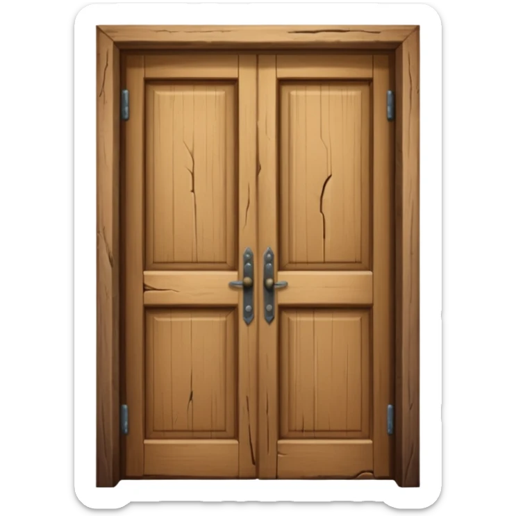 a wooden door that is wide open. The door frame is simple and matches the wood tone of the door. sticker