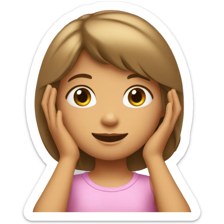 little girl with her hands above her head, her face conveying wonder sticker