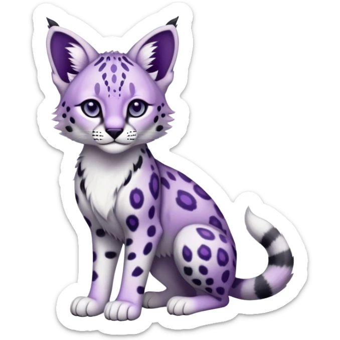 Epic Edgy Cute Black White Purple ethereal Serval-Snow-Leopard-Bobcat-Fionbri full body sticker