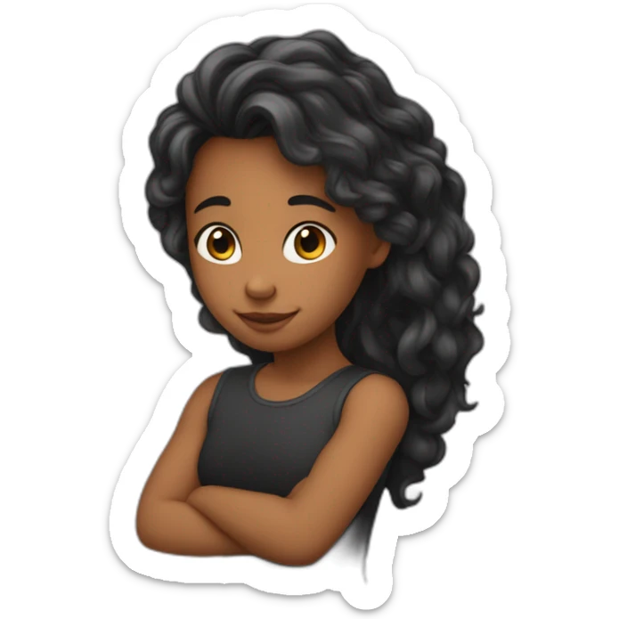 une fille avec des cheuveux noires qui fait un calin a un garçon sticker