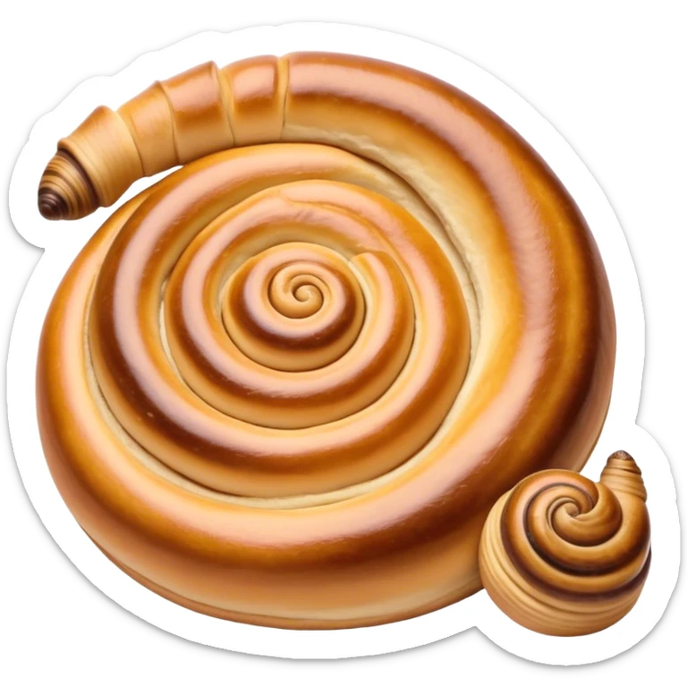 Cinematic delicate escargot pastry, spiral shape with layers of buttery dough, caramelized edges, rich golden-brown tones, elegant and inviting. sticker