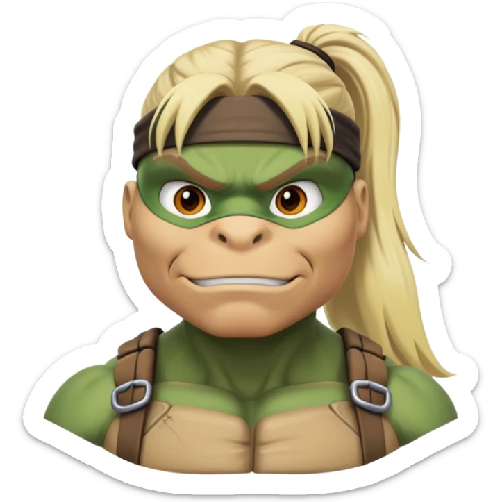 Hun from Teenage Mutant Ninja Turtles, large muscular gang leader with blonde ponytail sticker