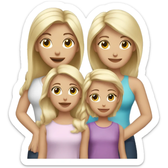 Mom with dark blond hair with a daughter with dark blonde hair and a younger daughter with light blonde hair sticker