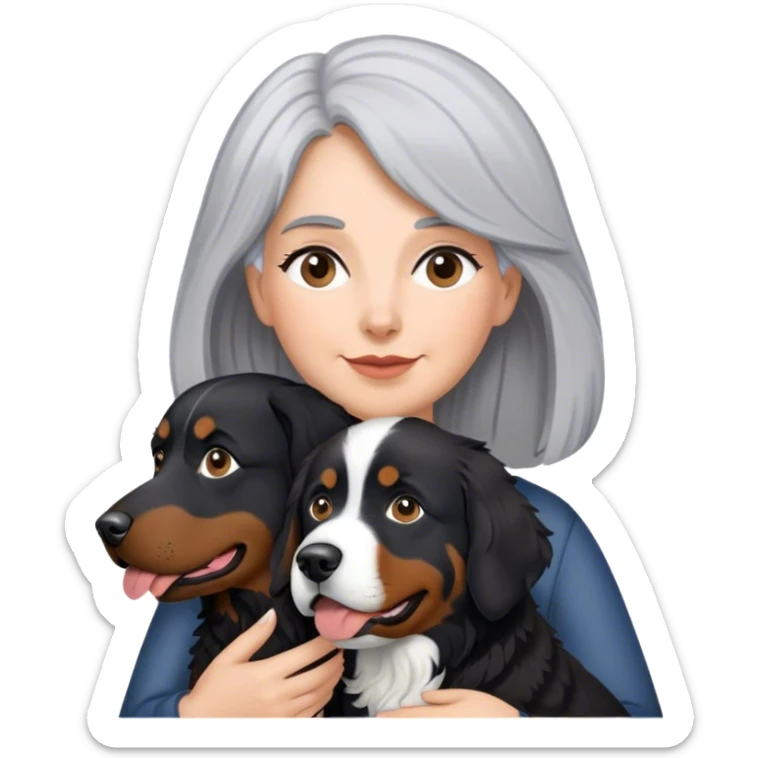 Black lab Gray hair Woman and black lab and Bernese mountain dog sticker
