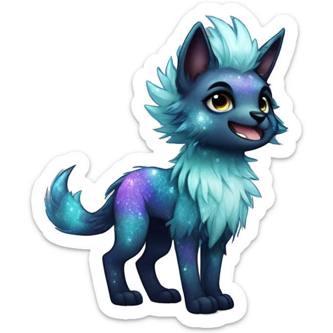Cool cute Kawaii edgy fantasy animal sparkle fursona Fionbri creature by griffsnuff & LiLaiRa & Falvie full body sticker