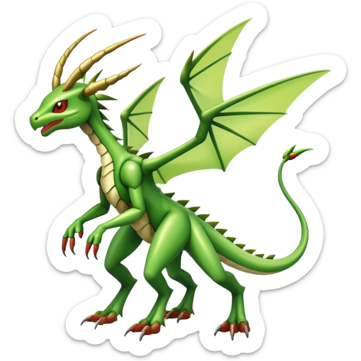  Cool Edgy Shiny Futuristic Ethereal Legendary Scyther-Flygon-Digimon-hybrid full body sticker