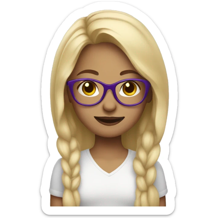 girl with blonde hair and purple glasses sticker