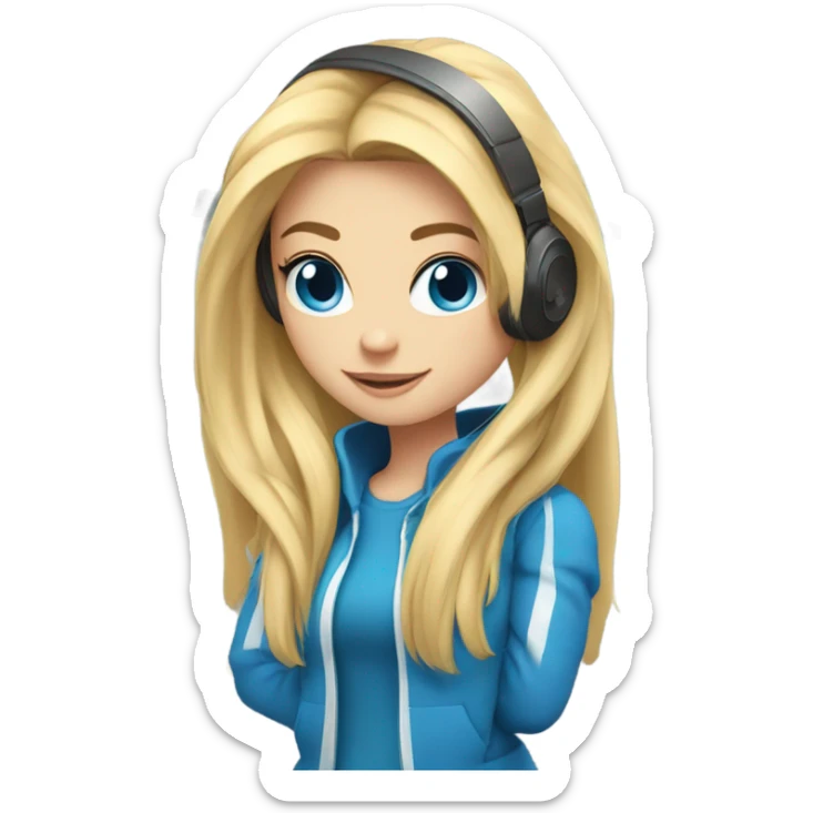 long blonde hair blue eyed gamer girl pink  sticker