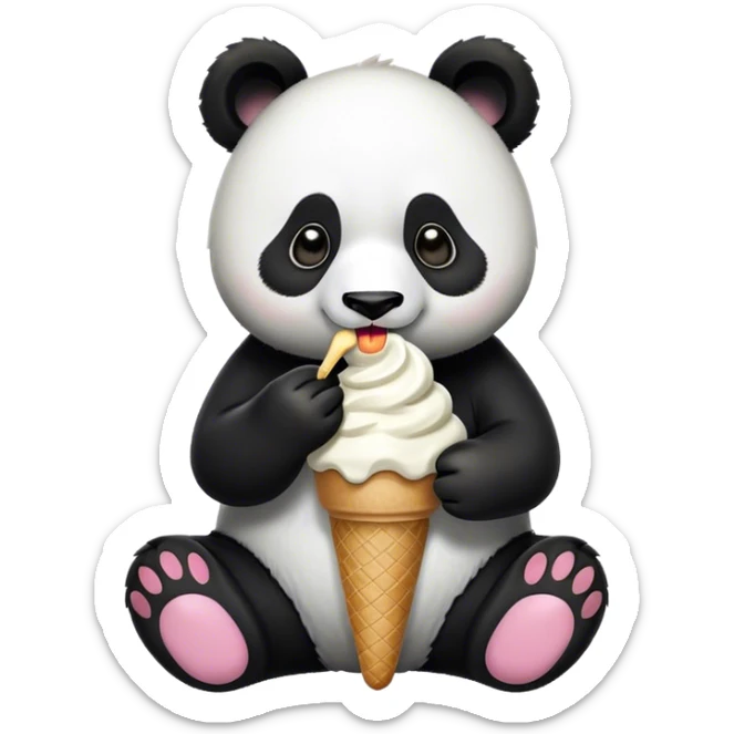 Panda eating ice cream sticker