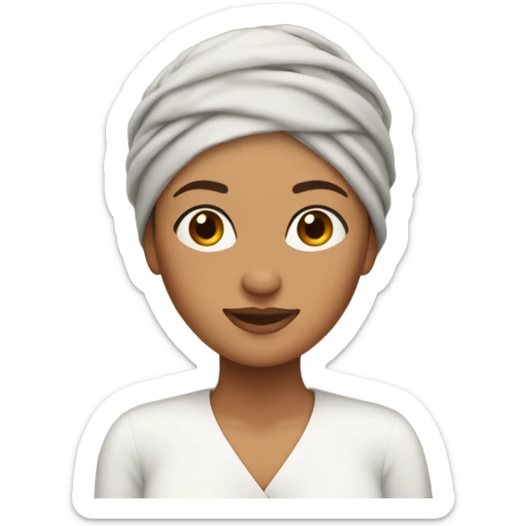 Woman wearing turban with some brunette hair falling to her shoulders  sticker