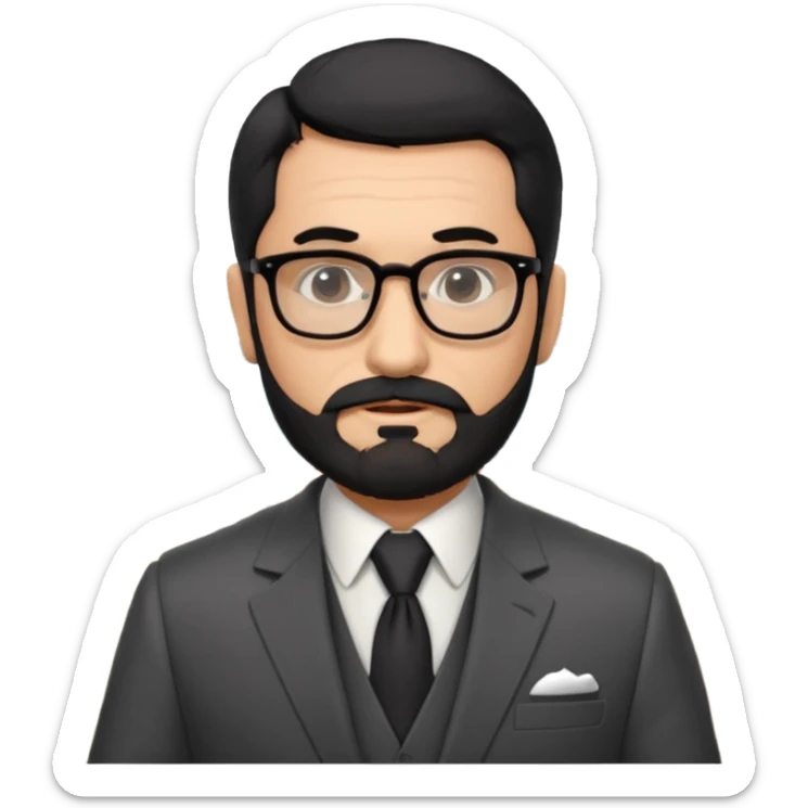 Professor Bentley Dyed black gray hair  frencb beard graying indian guy in suit with a bentley car. Older look with glasses sticker