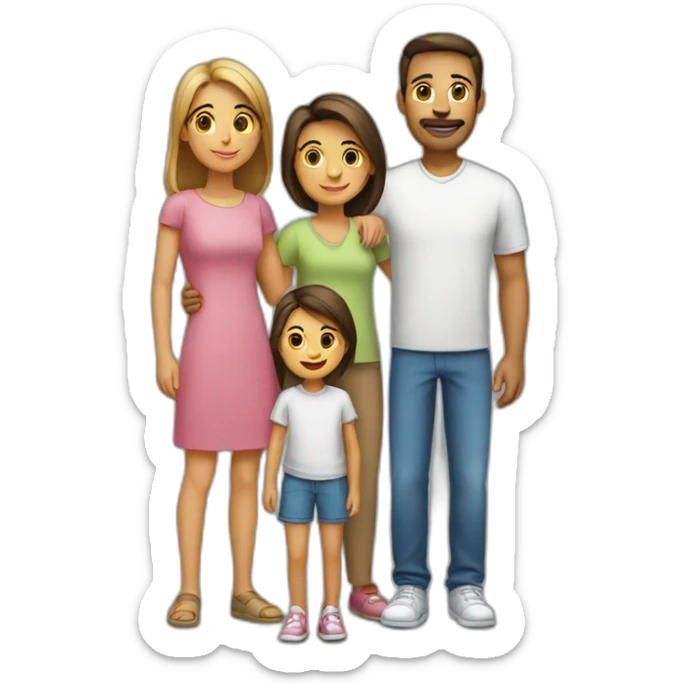 Family with 4, father, mother, teenager boy, small girl sticker