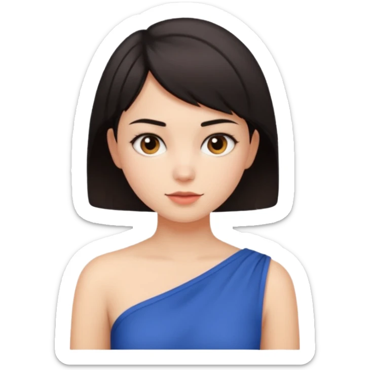 A girl with a short dark hair wearing a up shoulder top sticker