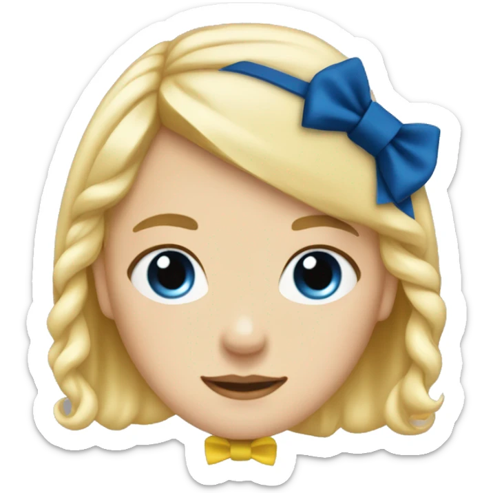 girl with blonde hair to shoulders with a sailor headbow with a sailor top with a yellow bowtie with blue eyes sticker