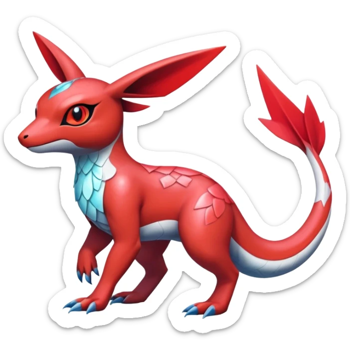  Cute Shiny Exotic Colorful Guilmon-Latias-Koraidon-Umbreon-Fakémon-hybrid-creature (full body)  sticker
