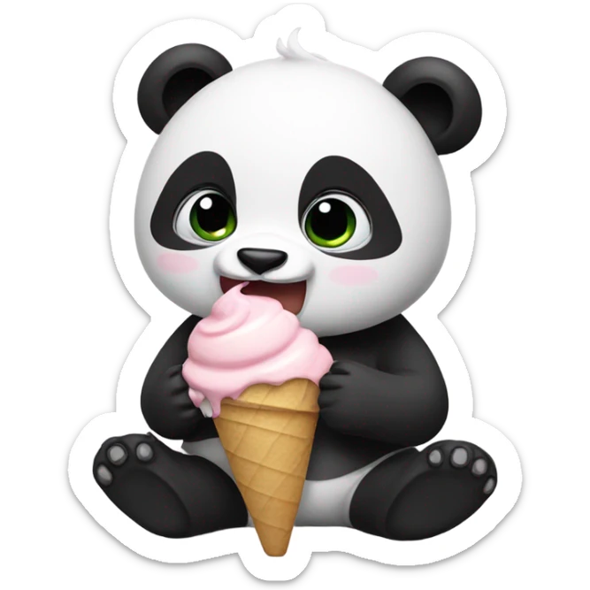 Panda eating ice cream sticker