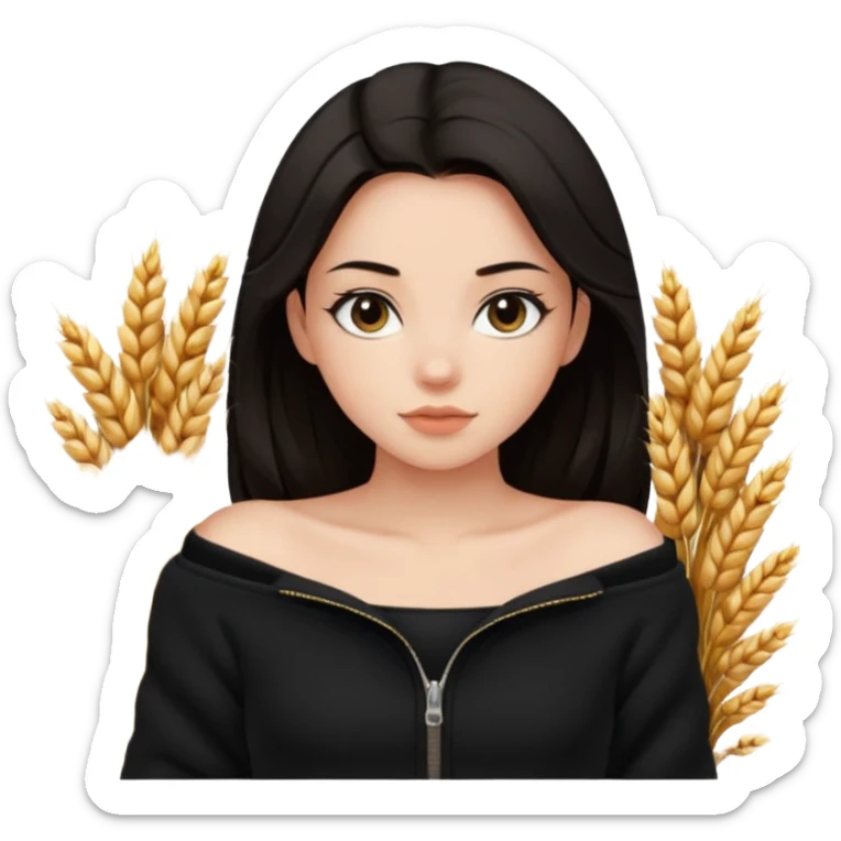  Siyah uzun saçlı ceket giyen esmerimsi kız fazla esmer değil siyah ceket  polar ceket ceket gevşek biraz omzundan çıkıyormuş gibi ve bugday ten rengi soltaraftaki omzundan çıkık sadece içinde de siyah crop var  sticker