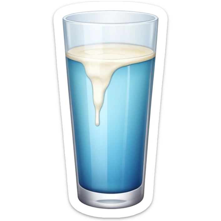 the drink is white, the glass is narrow and tall and There is only white liquid inside,photo realistic sticker