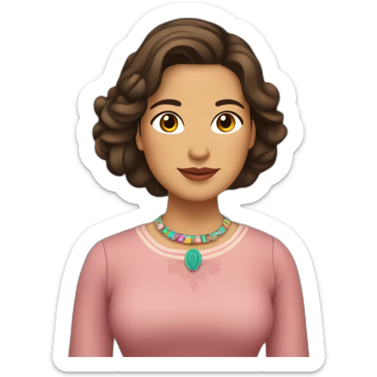 Xochitl Gálvez, mujer mexicana, cabello bob, castaño claro, regordeta y con huipil sticker