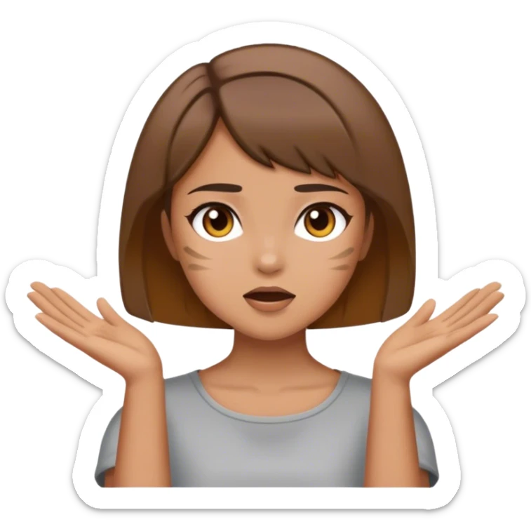 Girl with ash brown short hair wearing a shout-out outfit sticker