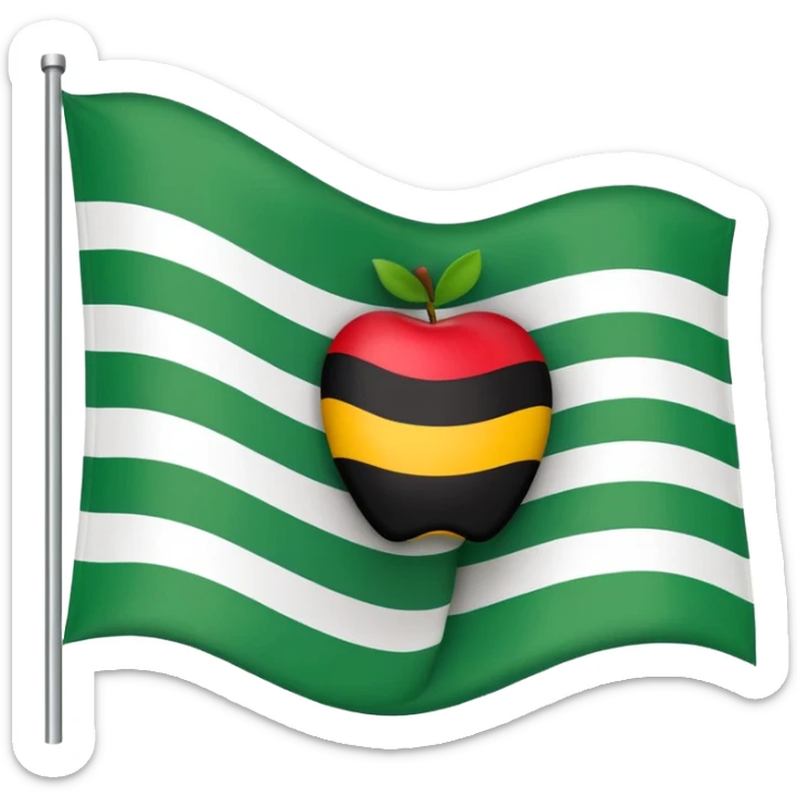 waving flag of Extremadura, Spain, apple emoji style, three horizontal stripes green white black, no coat of arms sticker