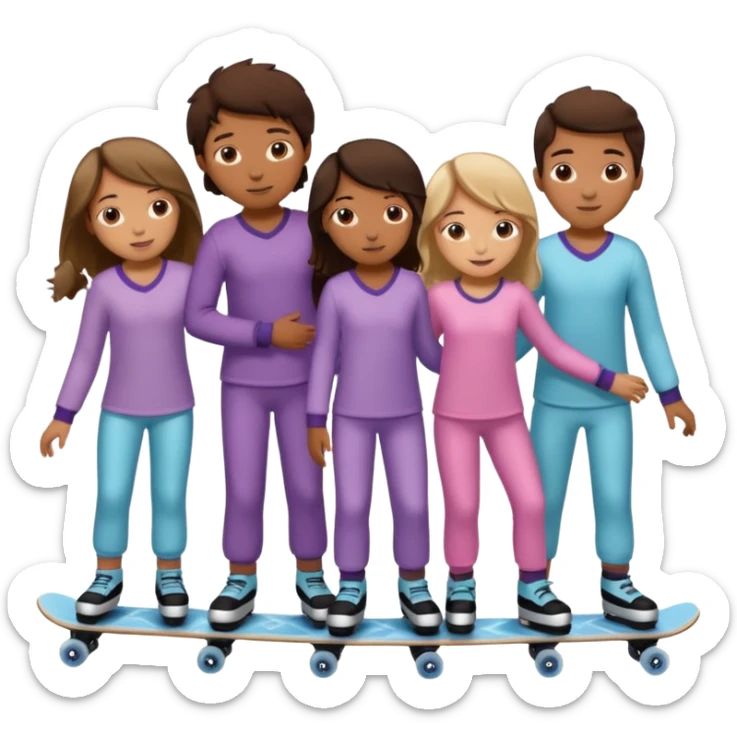 skating rink sleepover with teen boys & girls skin color brown and tan sticker