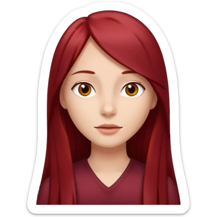 long straight dark red hair sticker