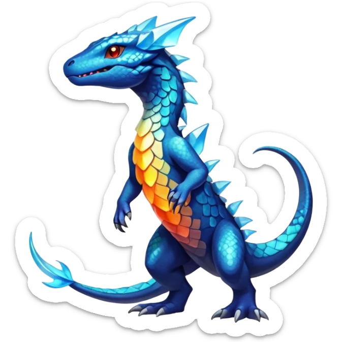 Colorful Shiny Exotic Amaura-Salandit-Aurorus-Fakémon-hybrid-creature (full body)  sticker