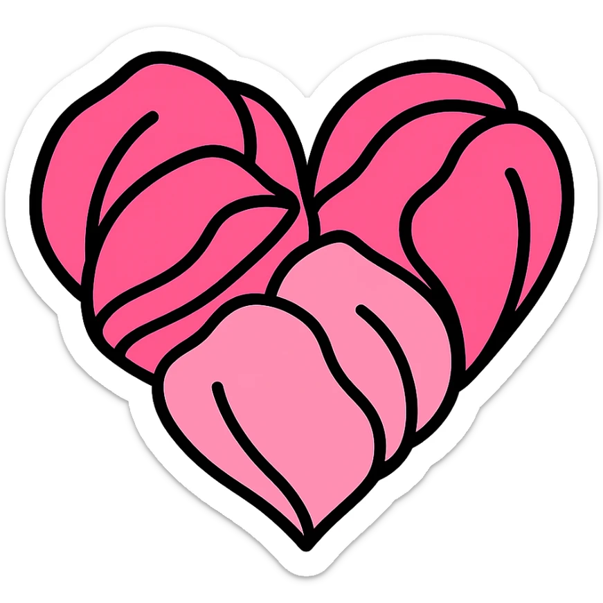 heart made of pink rose petals, delicate and romantic, icon style sticker