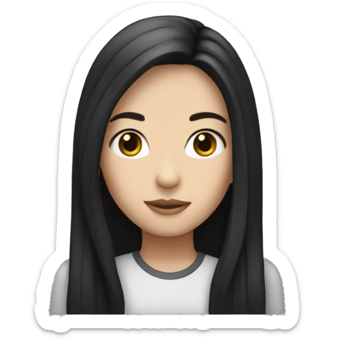 White girl with long black hair sticker