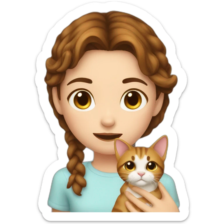 cat licks short girl with shor brown hair and she has freckles sticker