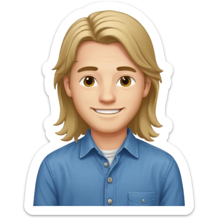 homme jeune cheveux long avec le sourire style européen sticker