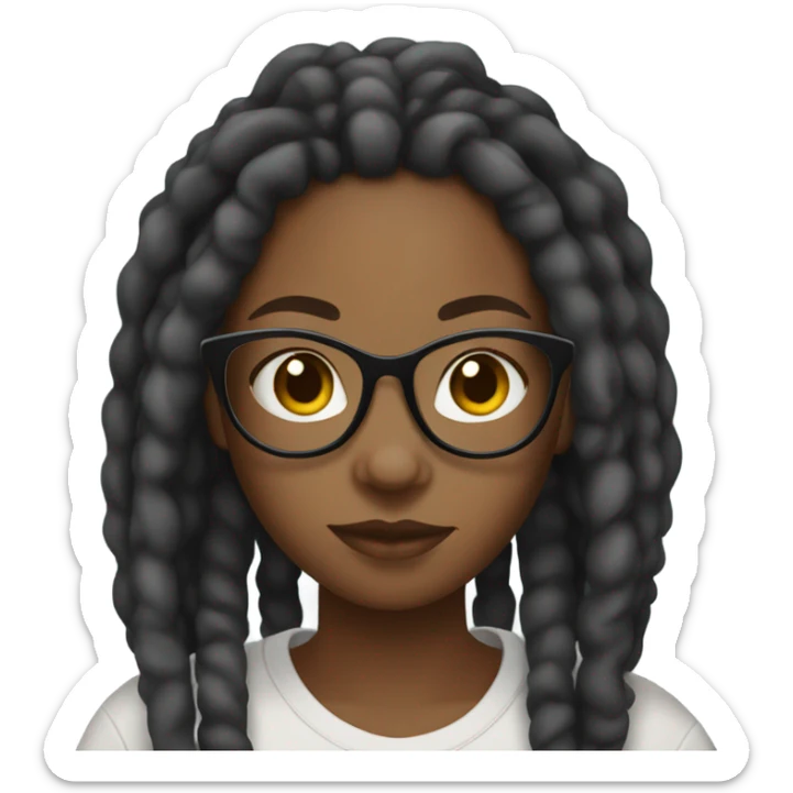 black girl teenager with locs and glasses sticker