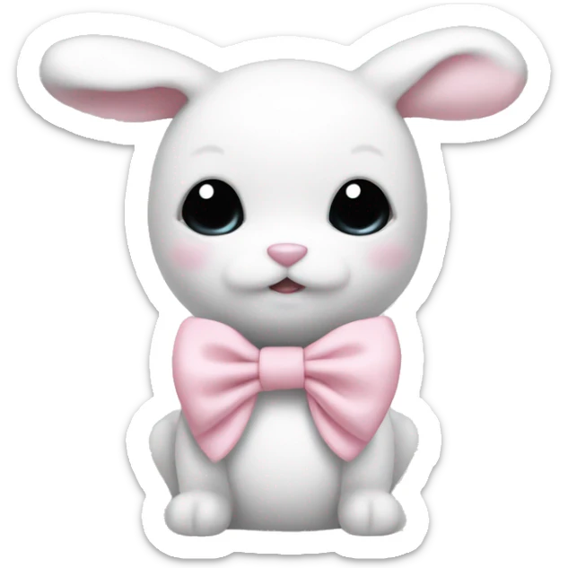 White banny and light pink bow sticker