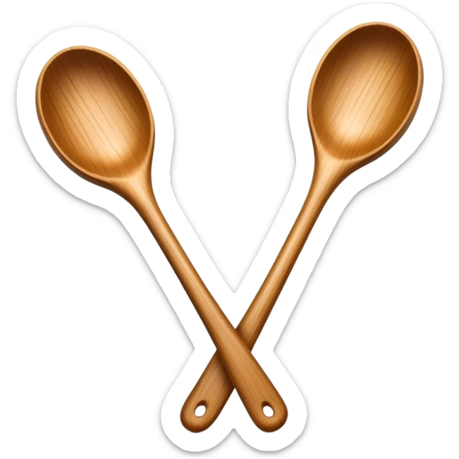 Two wooden spoons clashing together rhythmically, just like in traditional folk dance performances. The motion captures the lively energy of cultural dance and music sticker