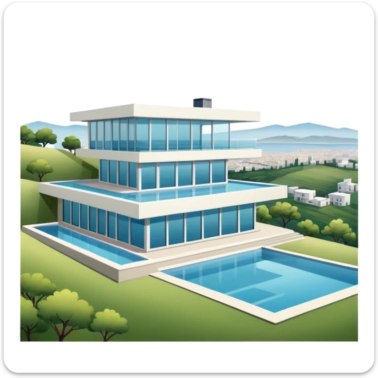 modern house on the hill, with a pool ON THE HILL WITH VIEW AT THE CITY sticker