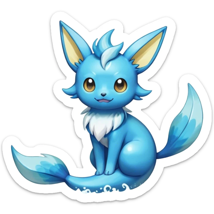 Shiny-Eeveelution-Cute-Fakemon-Water-Pokémon-fusion full body, fin tail sticker