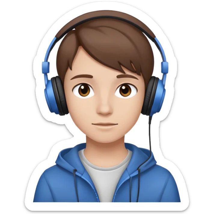 teenager with headphones listening to music sticker