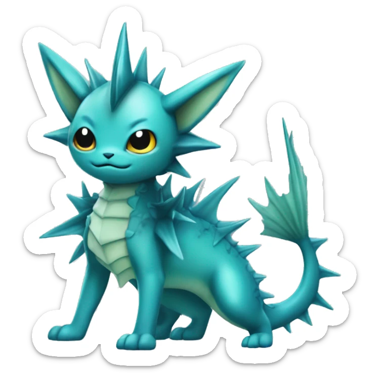 Edgy punk Vaporeon dragon With Fins and spikes full body sticker