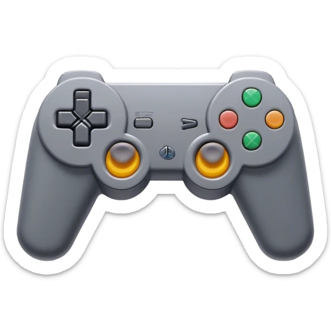 Clash of Clans aesthetic: Cinematic Playful PlayStation 1 Console Portrait Emoji, rendered in a 3D vector-style similar to standard emojis with minimal shading and bold, simplified shapes. A compact, distinct form with signature details, softly glowing with a cutting-edge console technology charm. Simplified yet unmistakably iconic, highly detailed and consistent, glowing with a soft radiance and high shine. Stylized with a touch of technological advancement and a soft glowing outline, capturing the essence of a beloved gaming relic with a friendly, playful manner! sticker