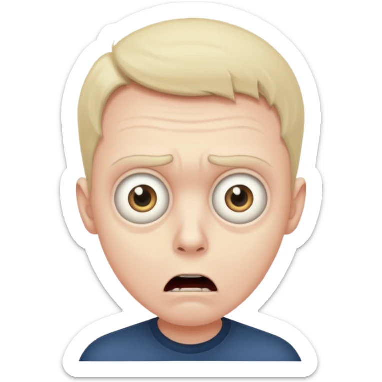 A realistic portrait of a man in horror, waist-length sticker