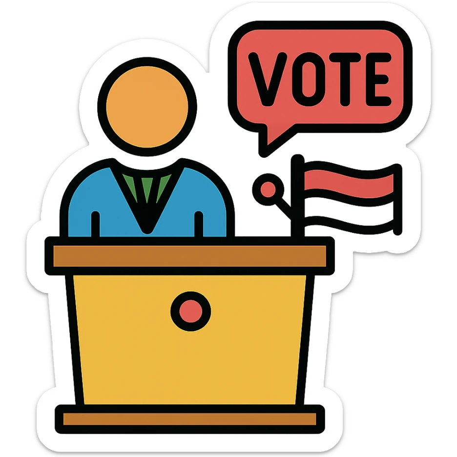 Add a flag to the politics icon, keep the lineal color icon style, no background. sticker