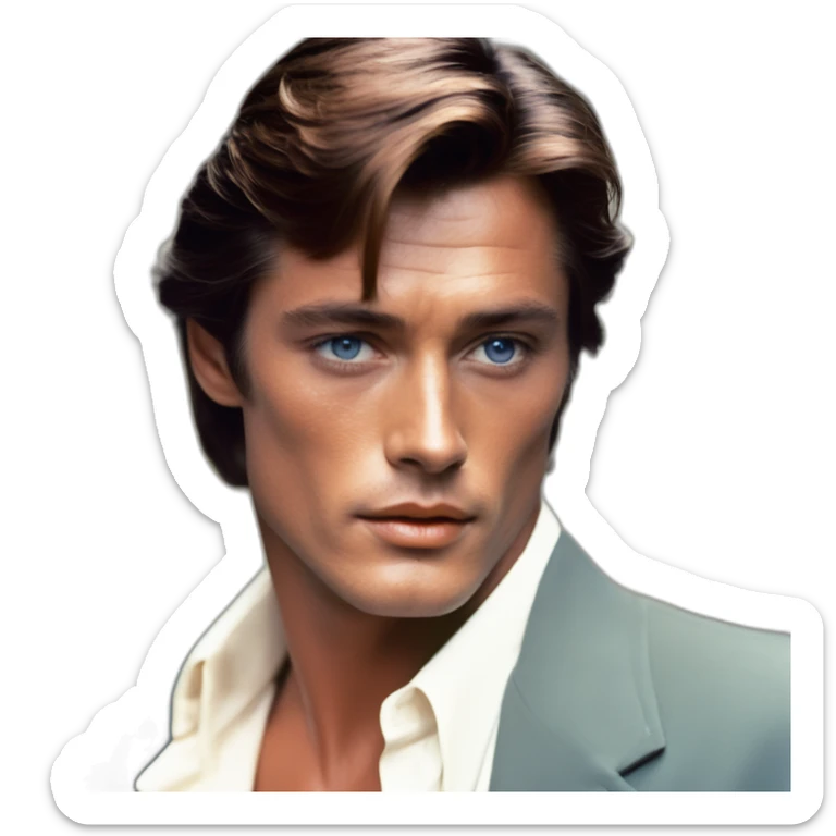 Alain delon young blue eyes neat gelled flat red hair space cowboy sticker