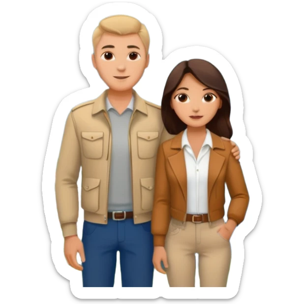 Couple traveling in Montenegro russian man and elegant  Latina girl delicate flowers and mountains in the background  sticker